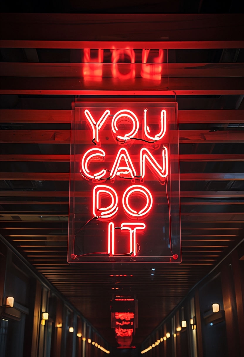 Vibrant Neon 'You Can Do It' Motivational Art Poster