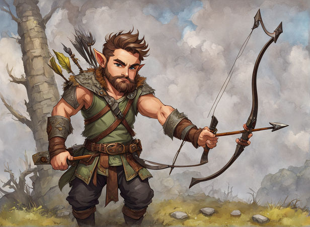 A dungeon and dragons adult gnome archer with short messy br... by ...