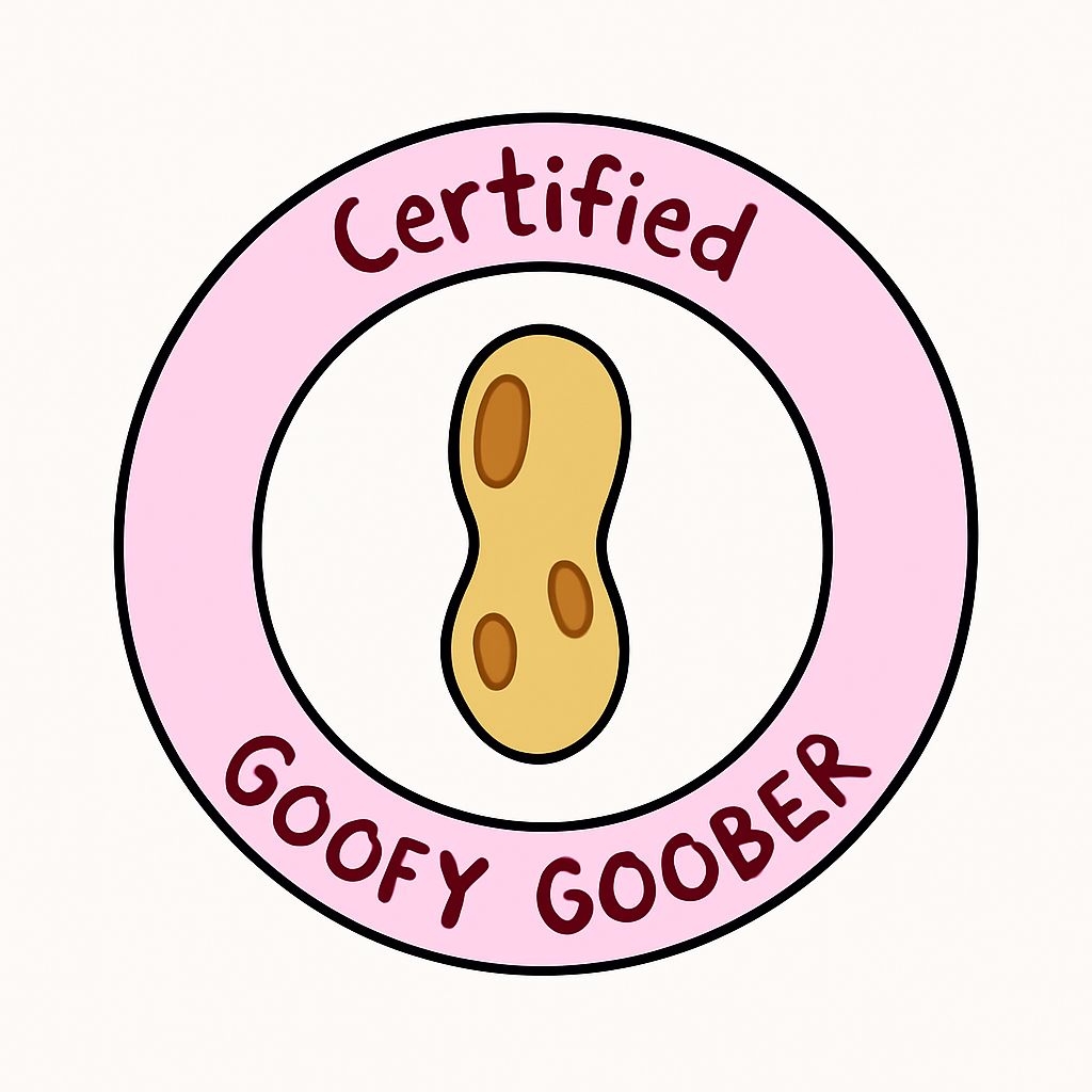 Playful Peanut Bean Emblem with Certified Goofy Goober Sticker