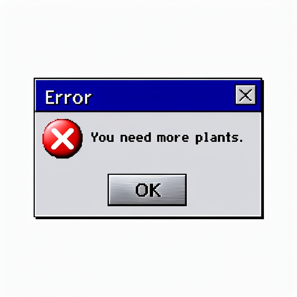 Nostalgic Computer Error Message 'You Need More Plants' Sticker