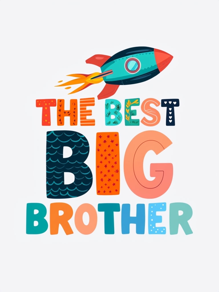 Colorful Playful Big Brother Rocket T-Shirt