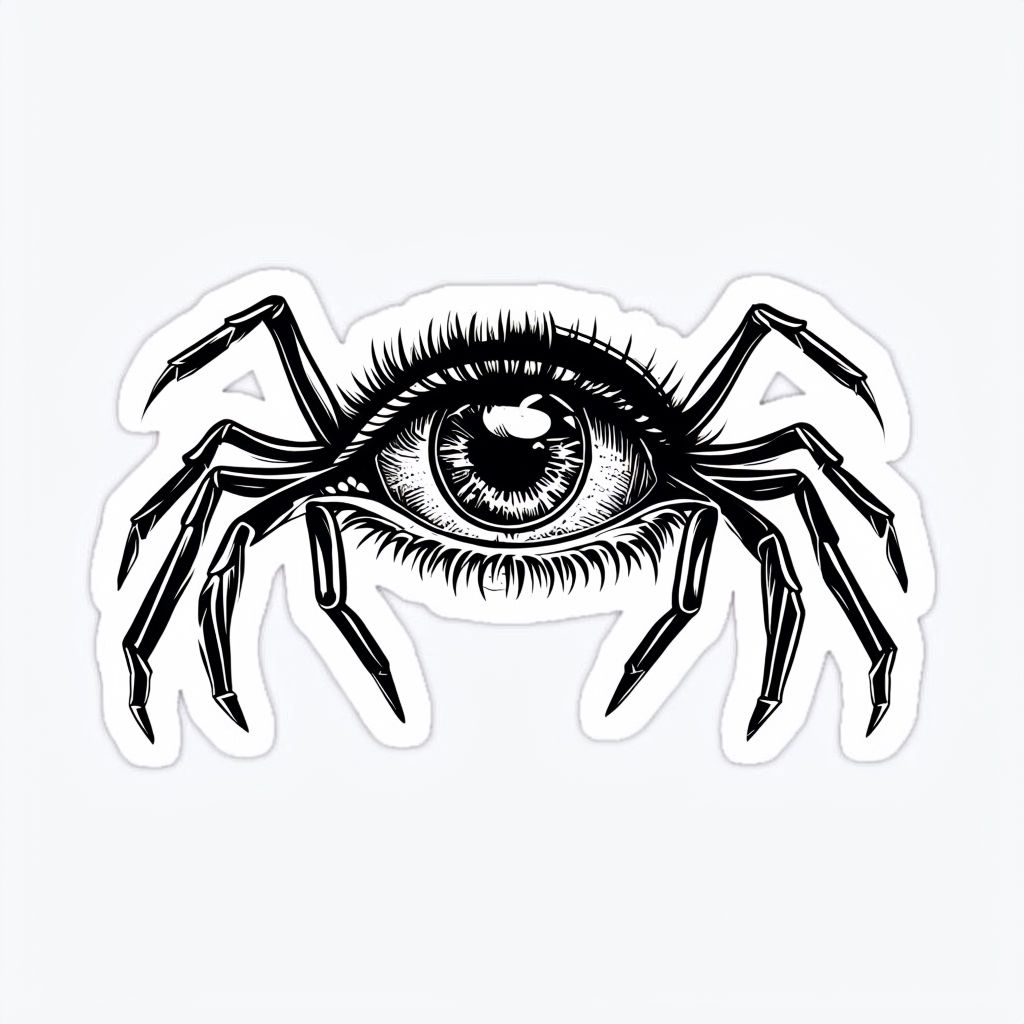 Monochromatic Eye with Spider Legs Intricate Sticker