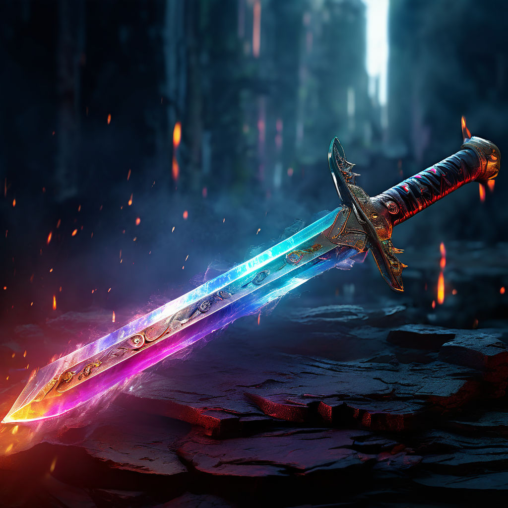 Hyperrealistic sword with rainbow blade by Ragnarok Spitfire - Playground