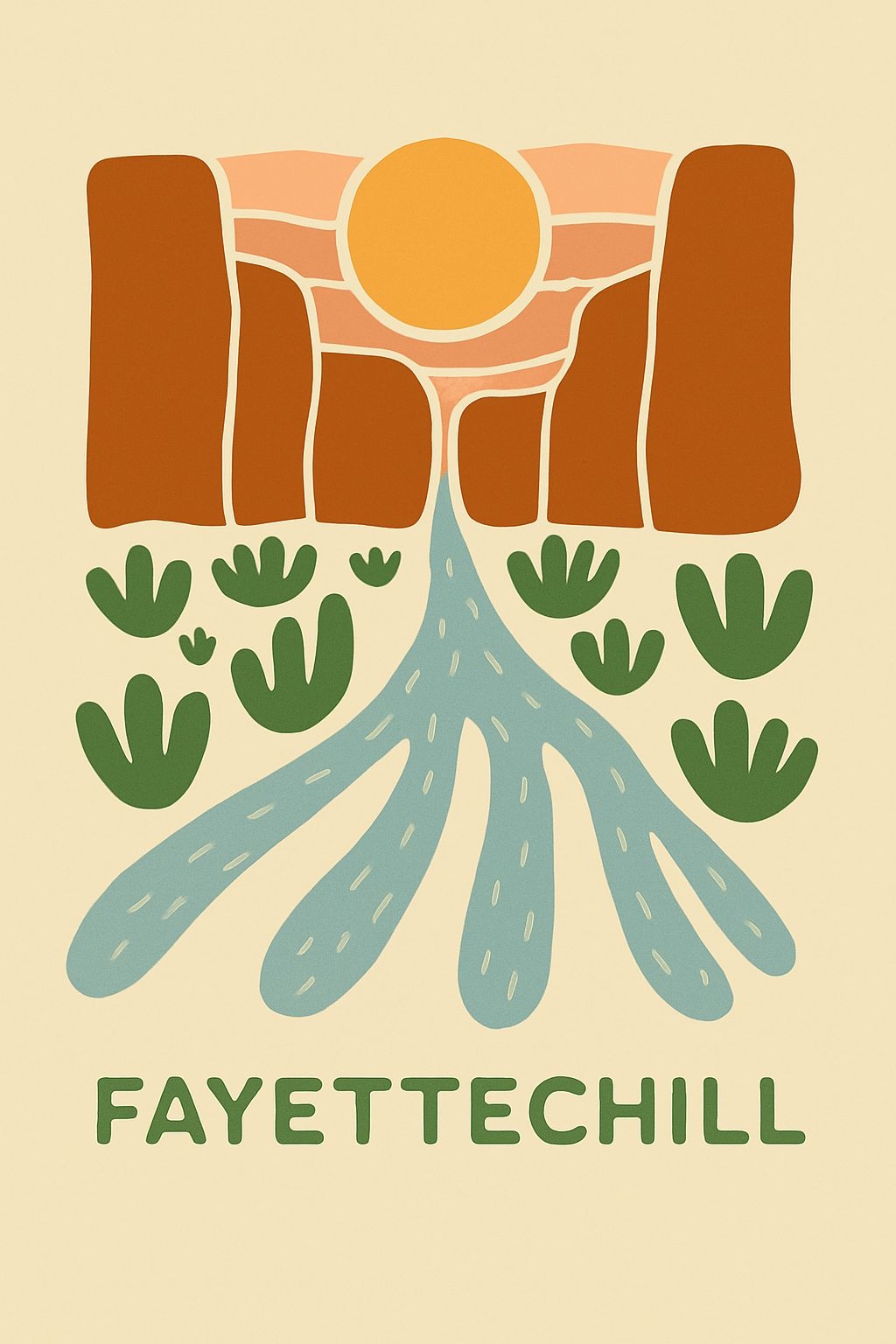 Stylized Desert Canyon with FAYETTECHILL T-Shirt