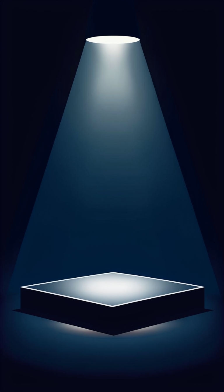 Minimalist Navy Blue Spotlight Platform Digital Illustration Mockup