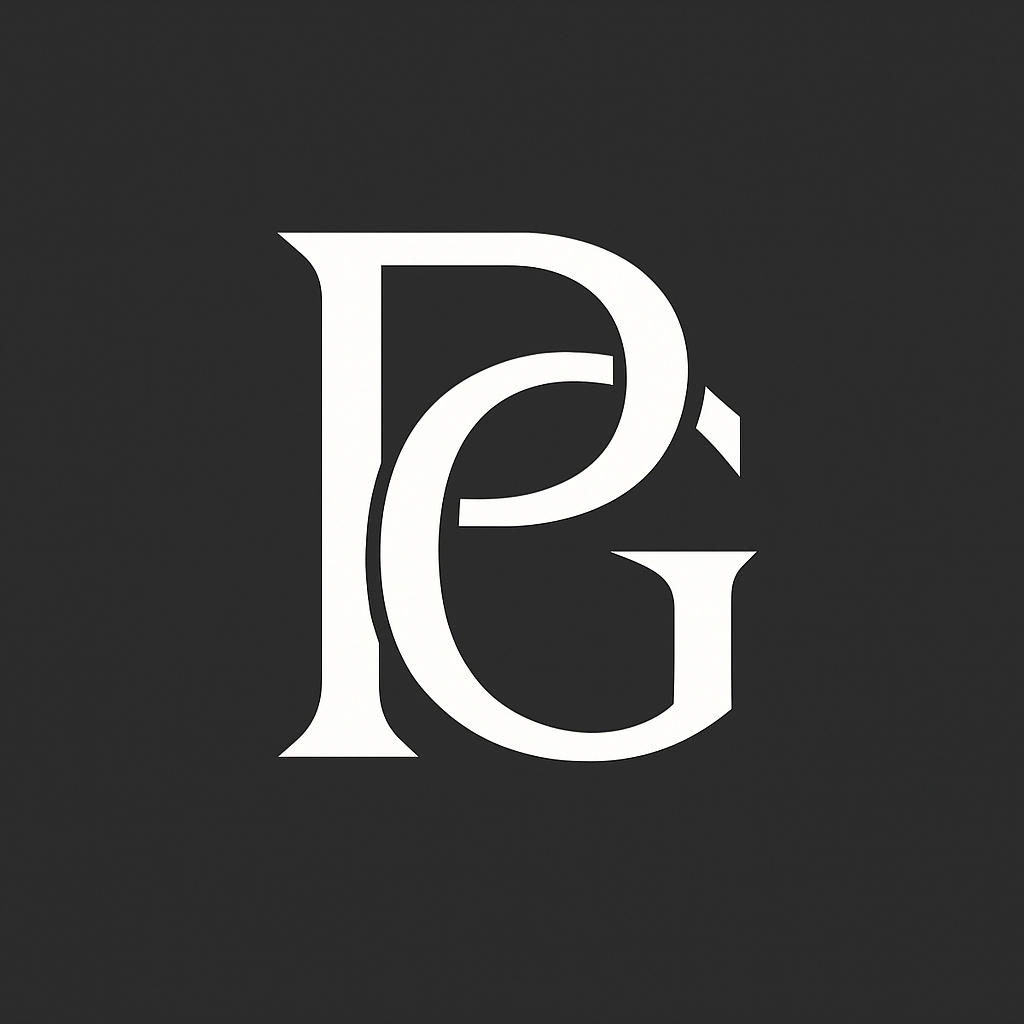 Elegant Intertwined PG Monogram Logo Design Sticker