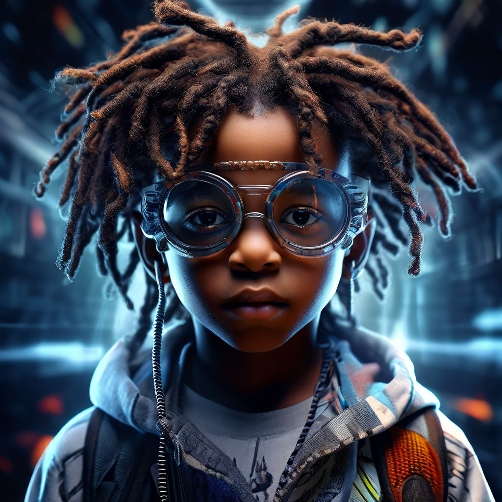 a young light skin knight boy with dreads glasses