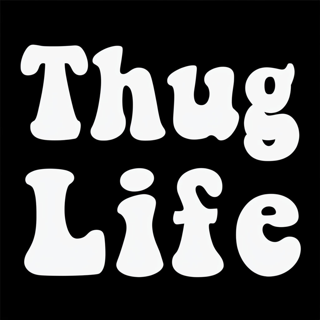 Bold Thug Life Quote in Chunky Font on Black Background T-Shirt