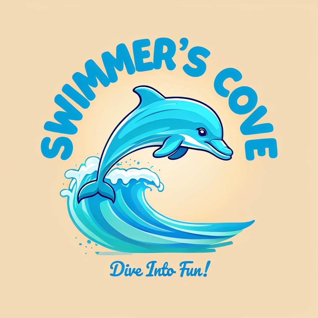 Colorful Dolphin Swimming Club Logo for Young Swimmers