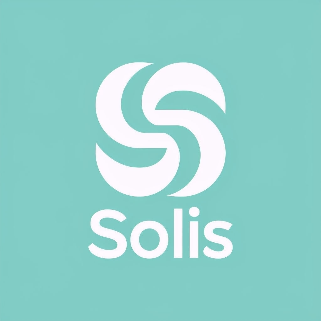 Modern Minimalist Solis Vector Logo Design on Teal Background Logo