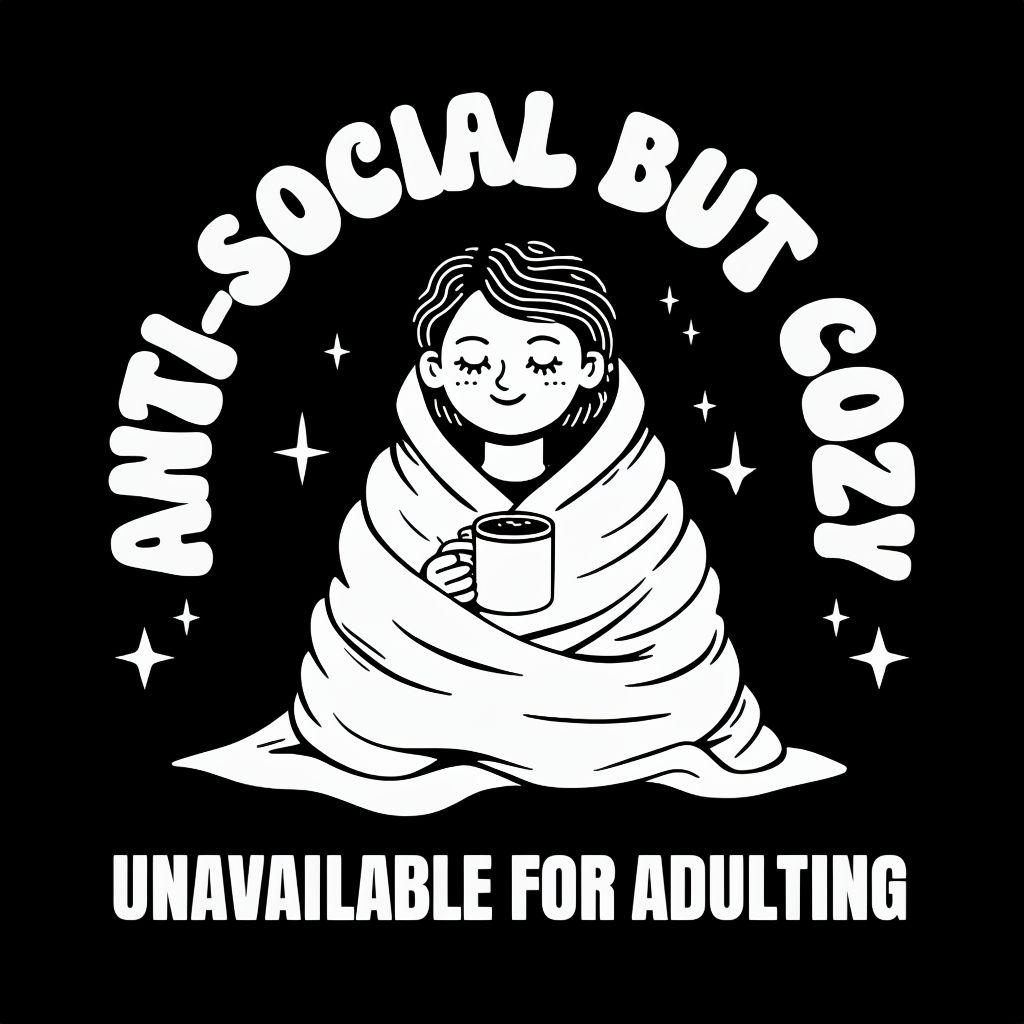 Anti-Social But Cozy Cartoon Character T-Shirt