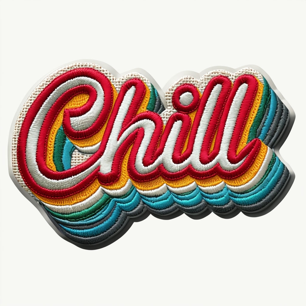 Vibrant 'Chill' Embroidered Patch Design for Stylish Hats