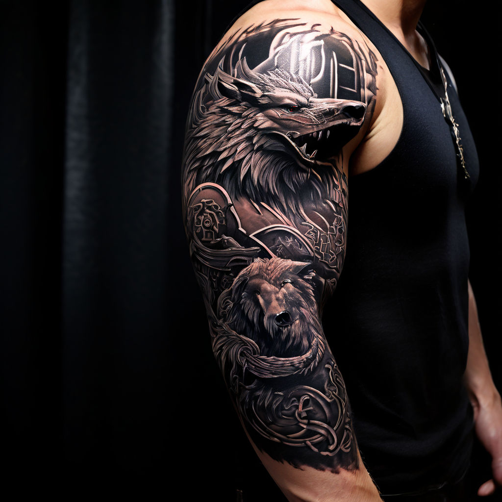 A Forearm Viking Tattoo Incorporating The Fenrir The Wofl An By 