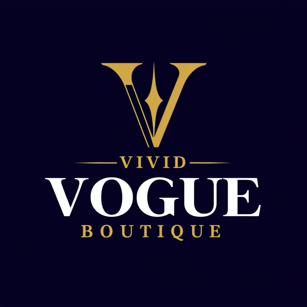 Modern Elegant Gold and Navy Blue Vivid Vogue Logo