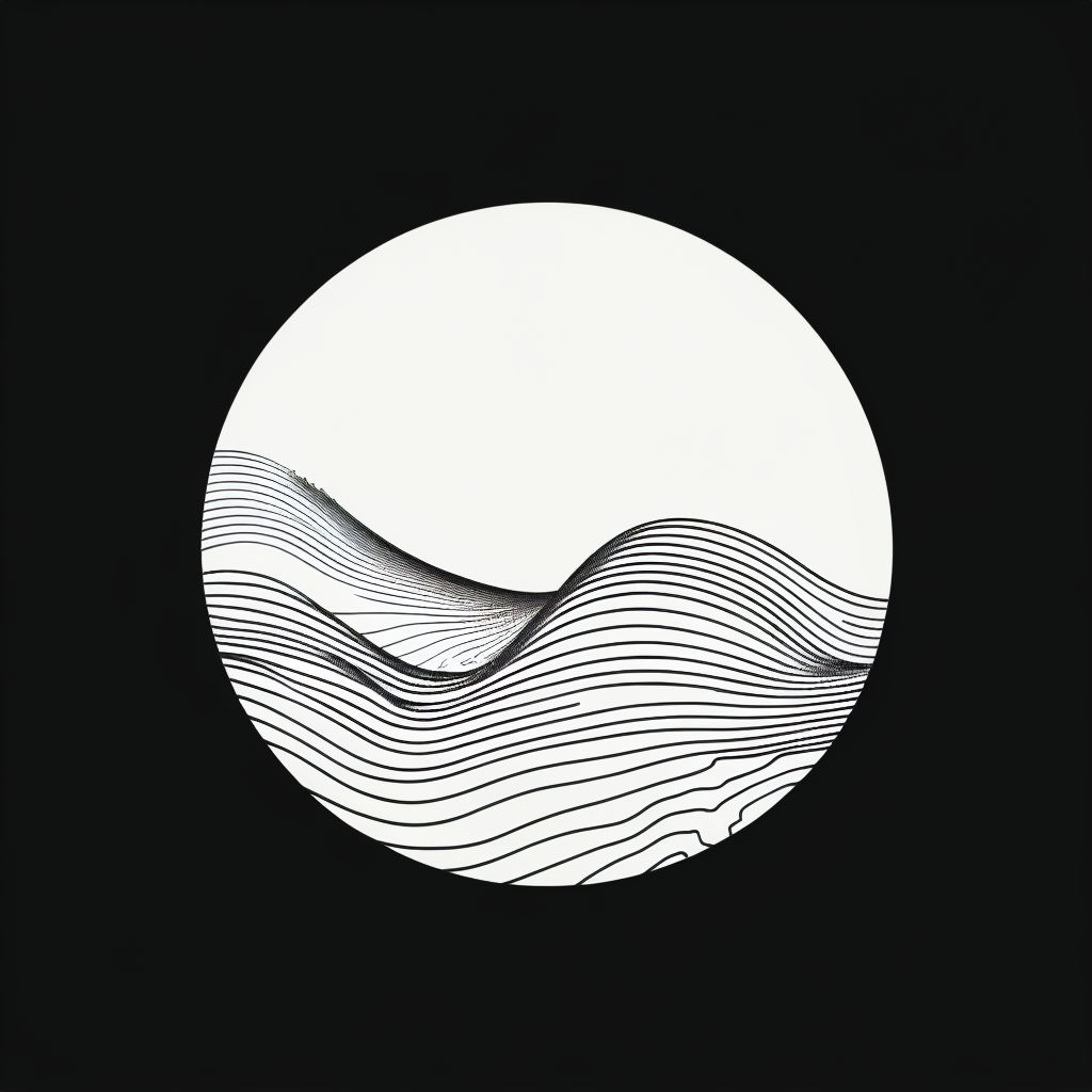 Minimalist Black and White Circular Waves Graphic Art Poster