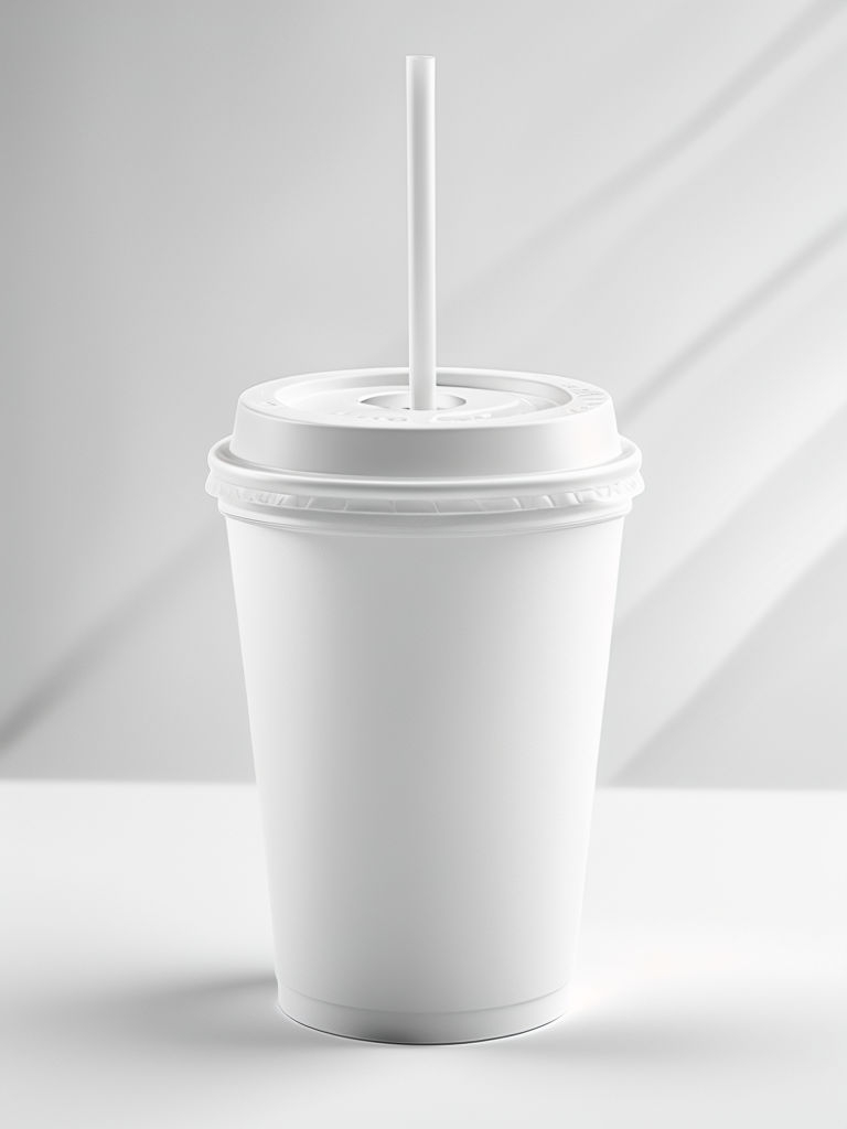 Minimalist White Disposable Cup Photography Mockup
