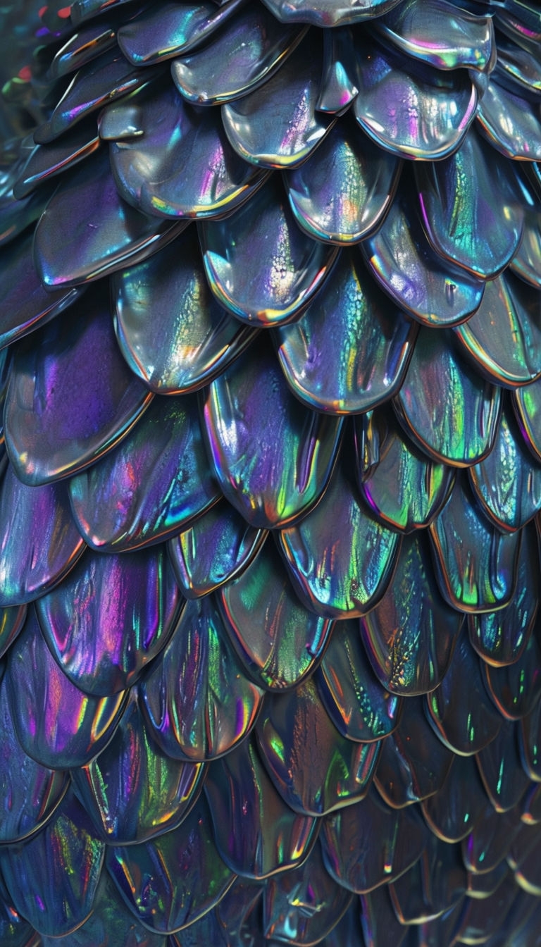 Iridescent Holographic Dragon Scales 3D Phone Case Cover