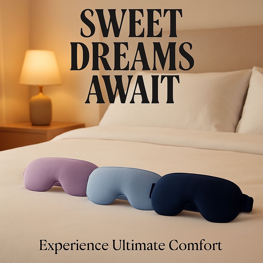 Stylish Sleep Masks in a Cozy Bedroom Setting Poster