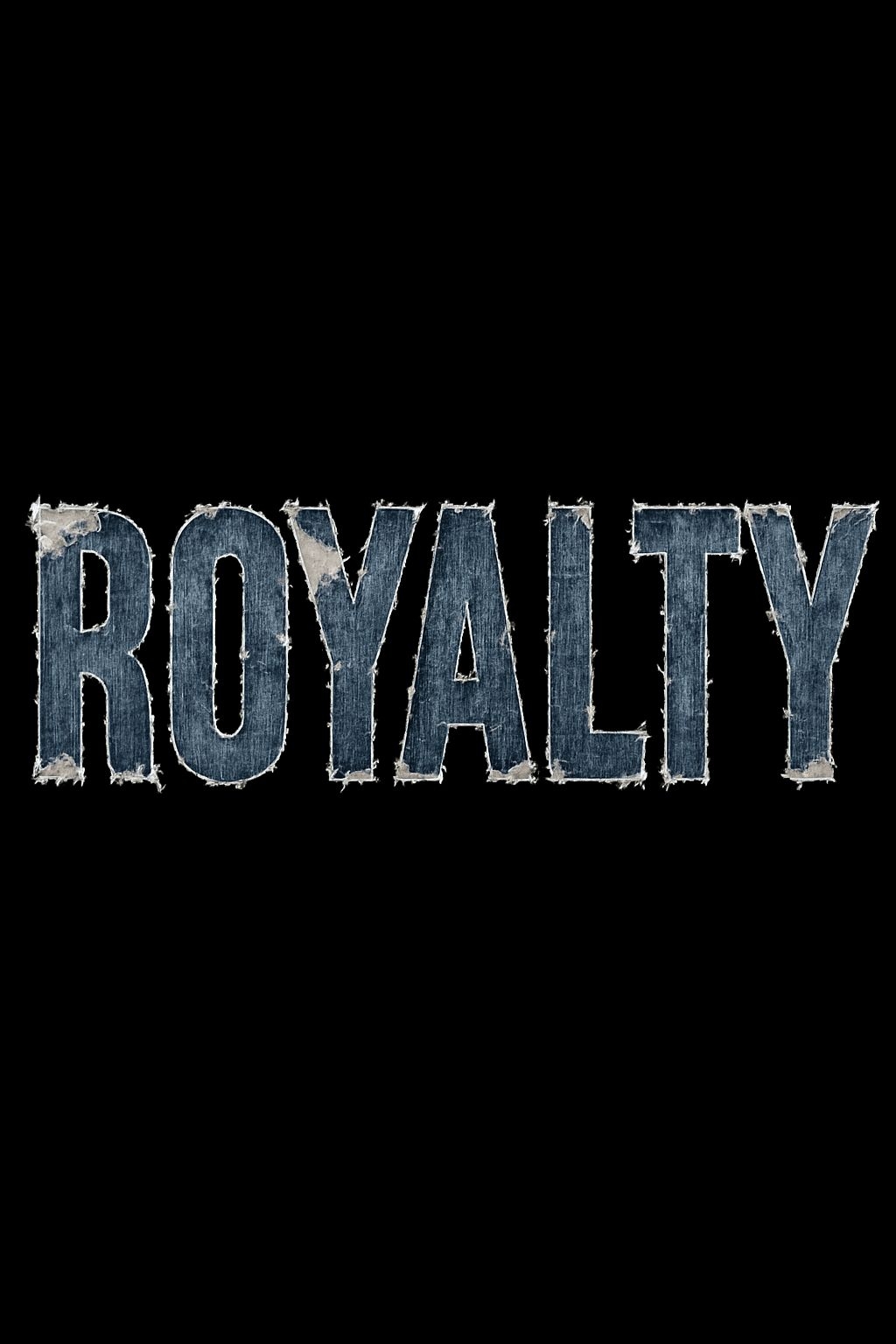 Distressed Royalty Text Design on Black Background T-shirt