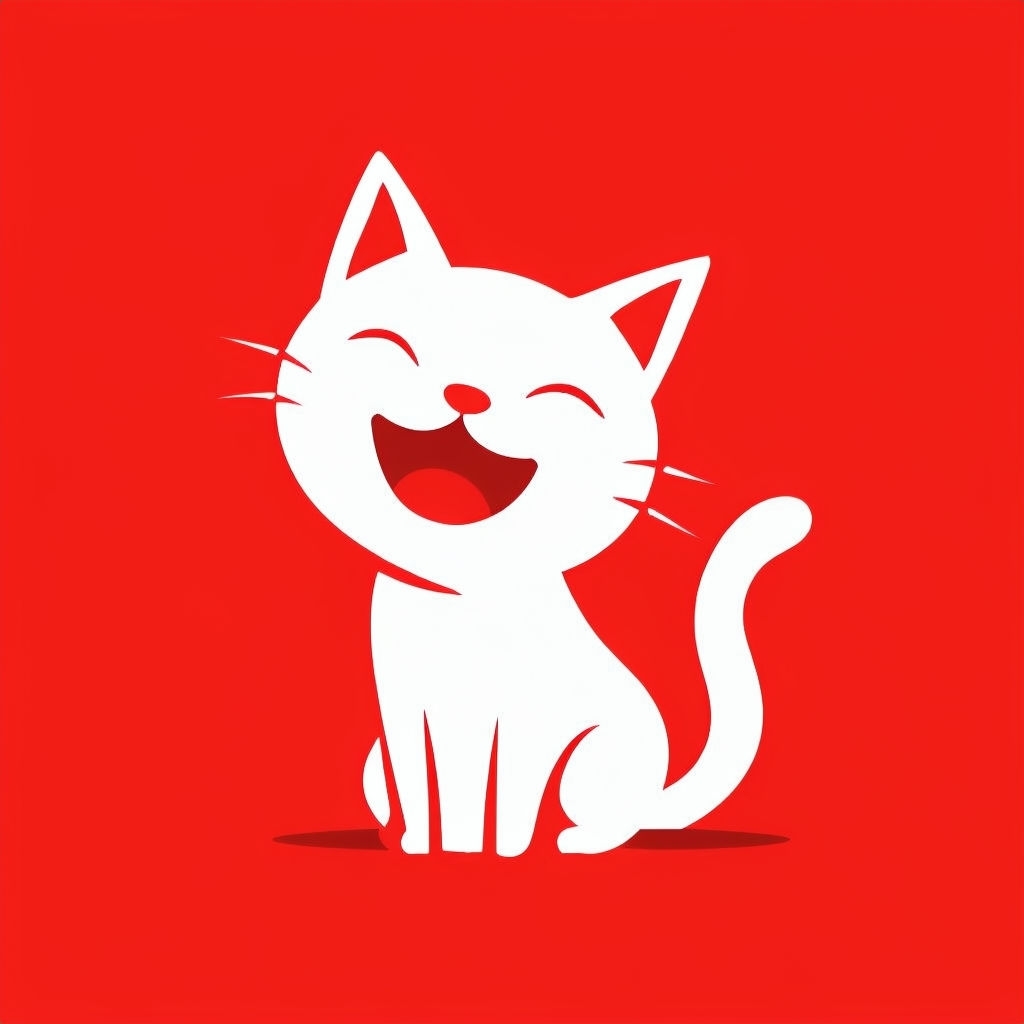 Playful White Cat Silhouette on Vibrant Red Background T-shirt