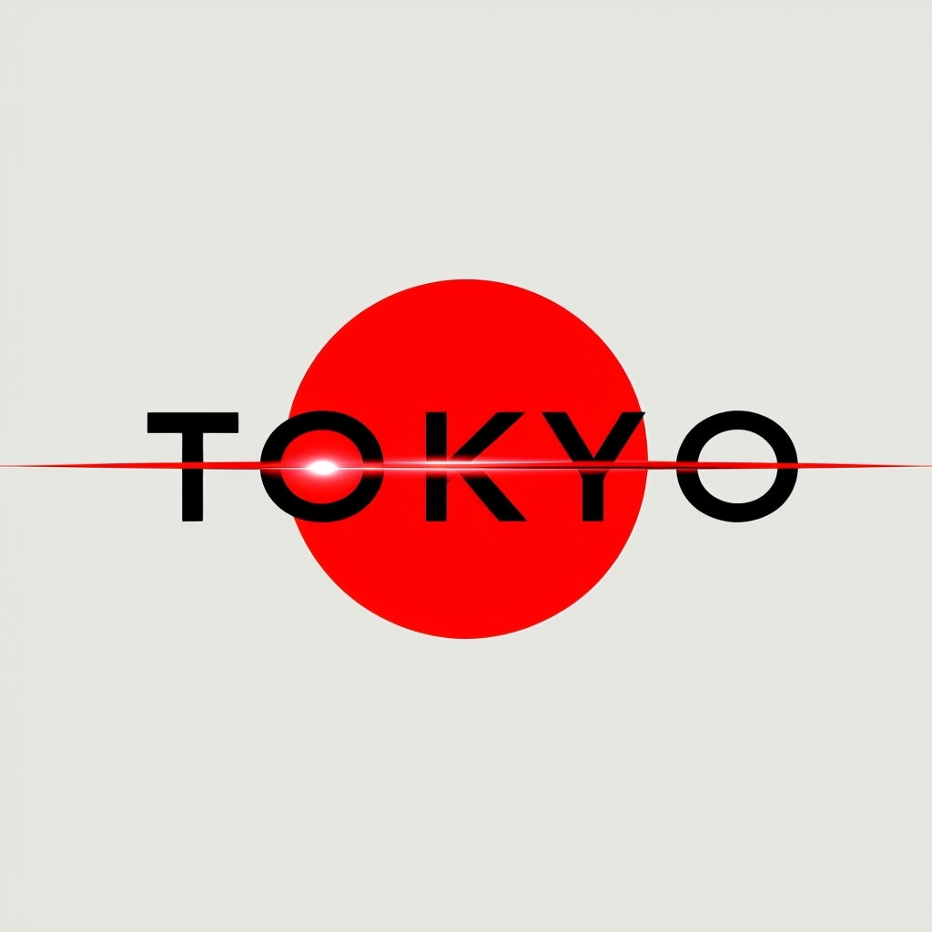 Minimalist Tokyo Graphic Design with Red Emblem T-Shirt