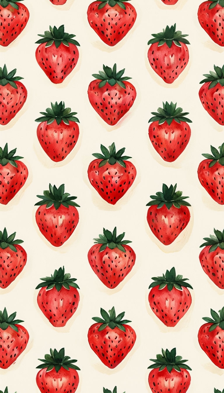 Vibrant Hand-Painted Strawberry Pattern Phone Case Cover