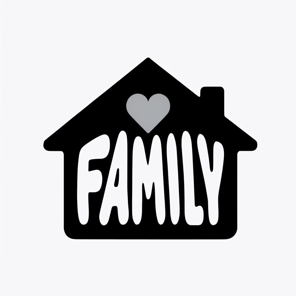 Minimalist Family House Silhouette with Heart Sticker
