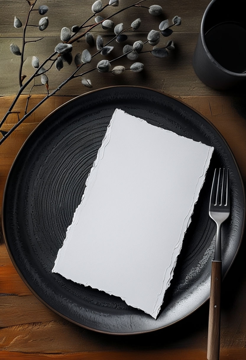 Minimalist Tabletop Menu Mockup with Rustic Ambiance Mockup