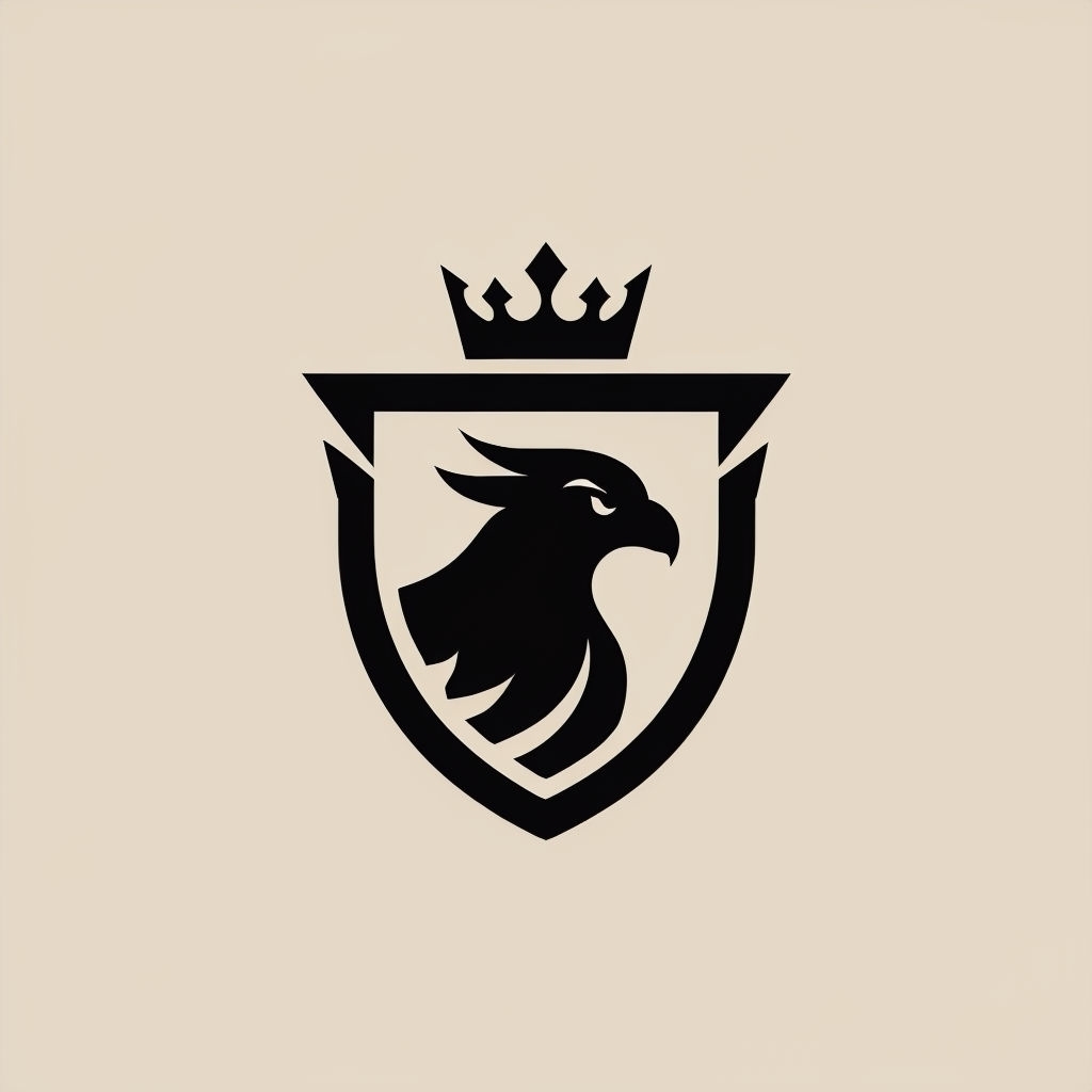 Regal Black Eagle Shield Minimalist Logo for Hats