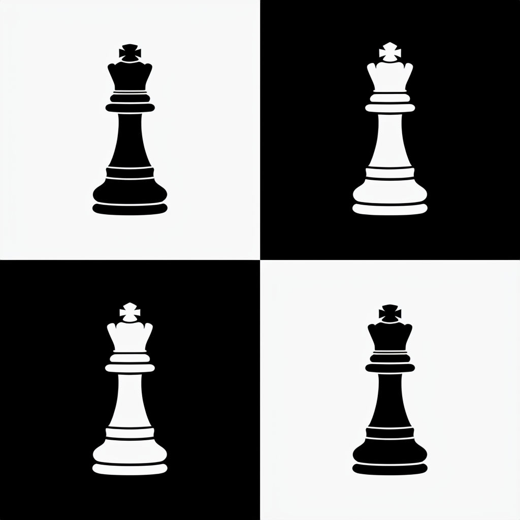 Chess King and Queen Seamless Pattern in Black and White