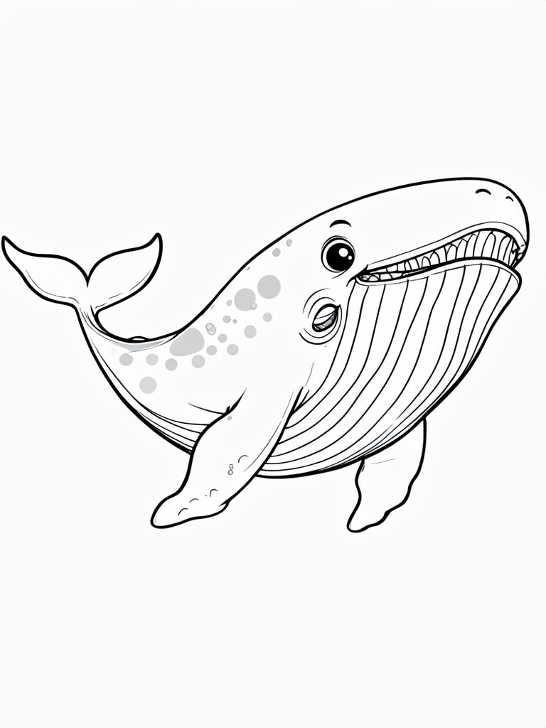 Playful Cartoon Whale Line Drawing Art