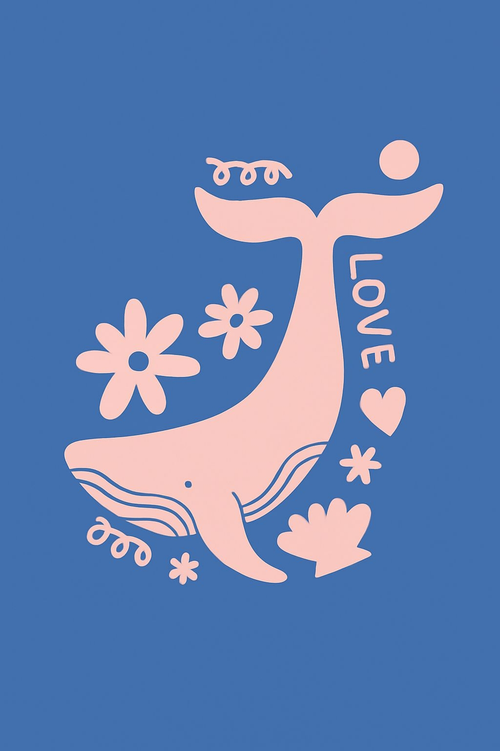 Whimsical Light Pink Whale Love Illustration T-Shirt
