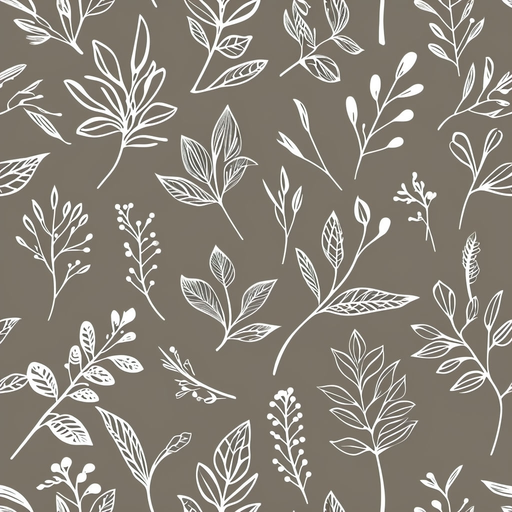 Elegant White Botanical Line Art Seamless Pattern Design Seamless Pattern