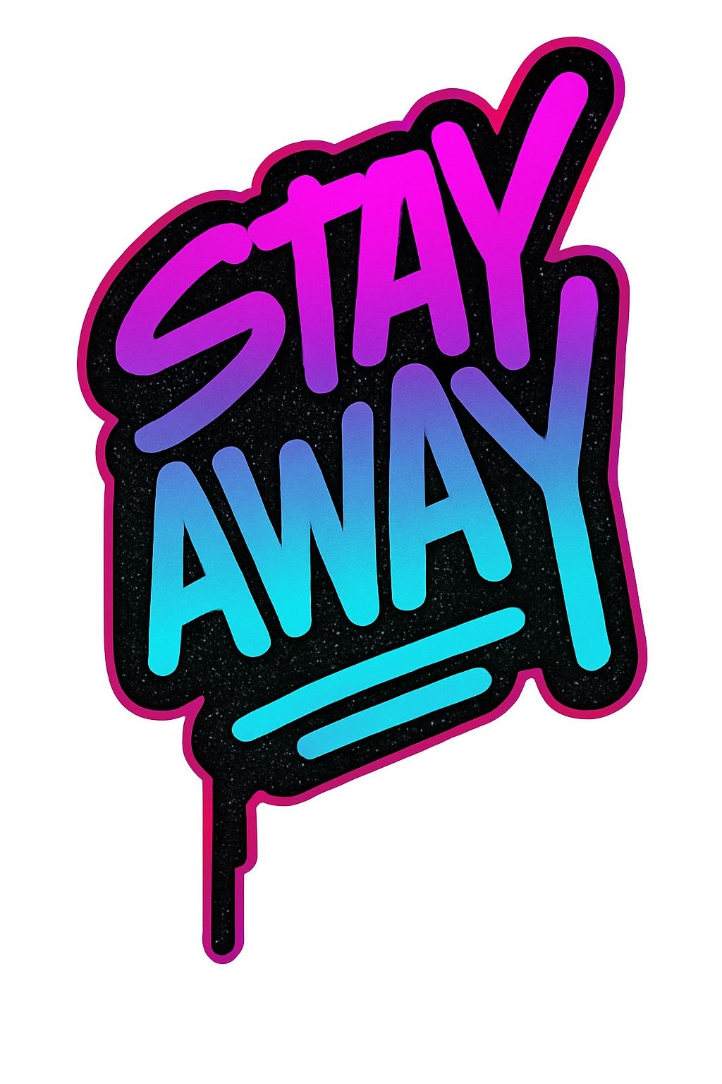Vibrant Neon Stay Away Graffiti Text T-Shirt