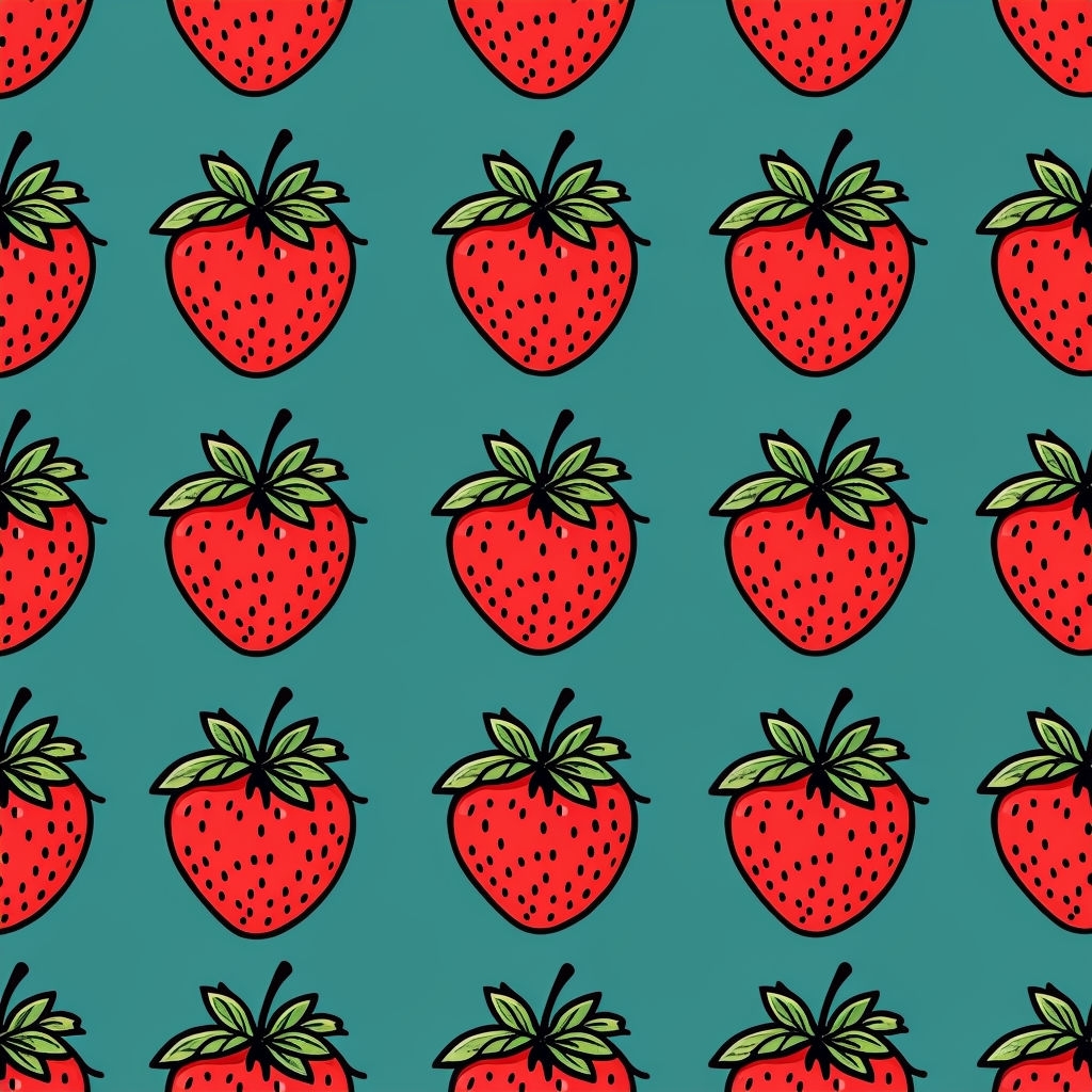 Cute Cartoon Strawberry Seamless Pattern Design