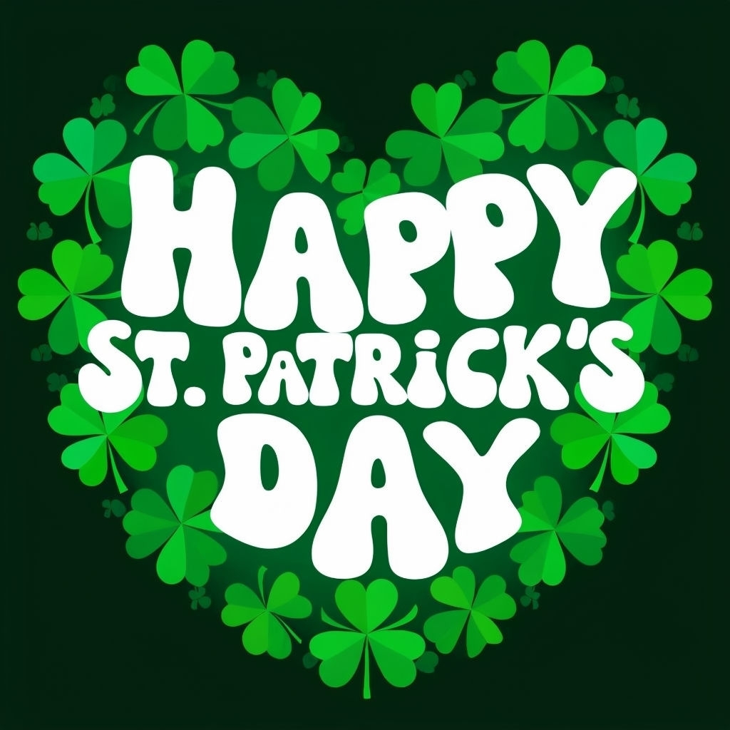 Festive St. Patrick's Day Heart Wreath Design for Social Media Post