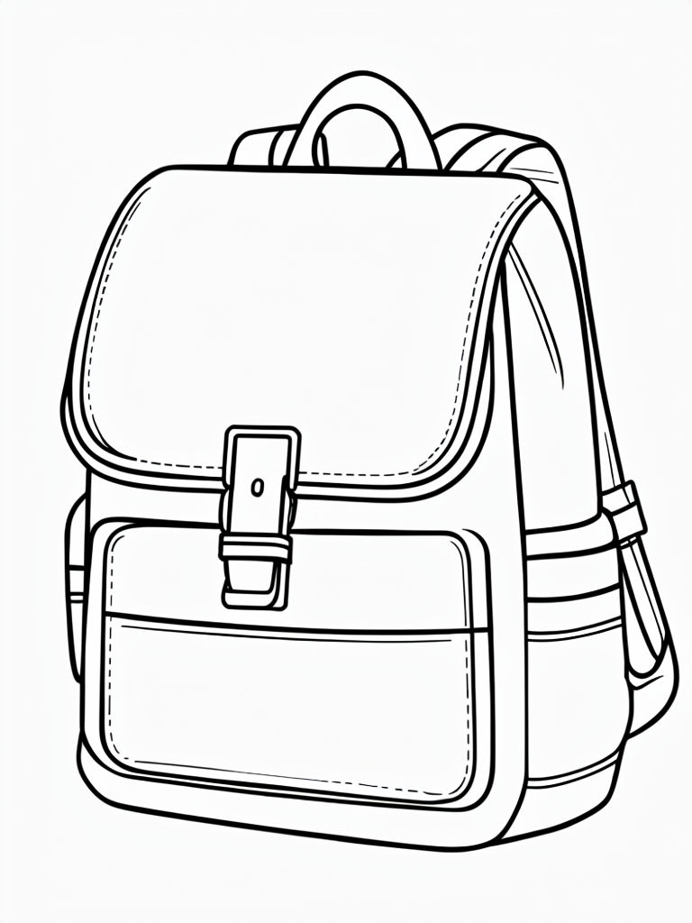 Minimalist Backpack Line Art for Creative Coloring Activities Coloring Book Pages