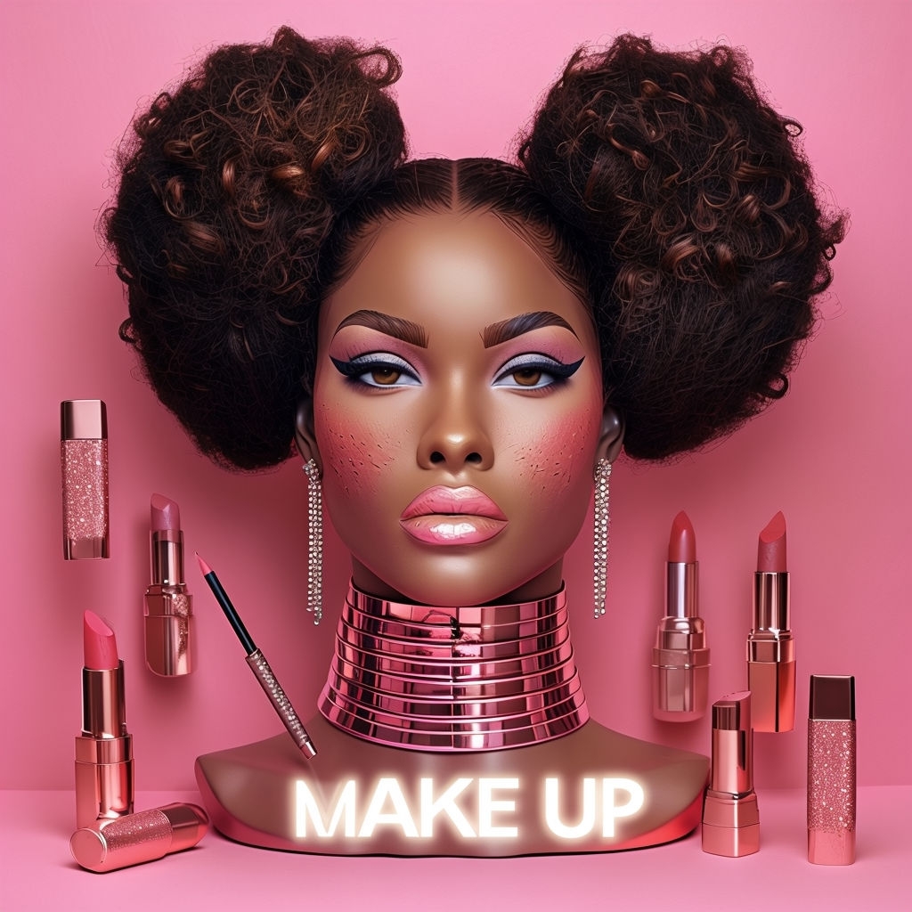 Glamorous Woman's Bust with Vibrant Pink Makeup Spotify Album Cover