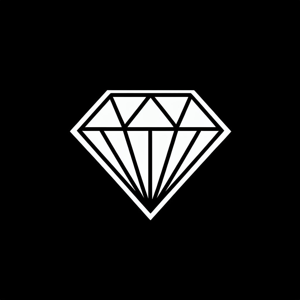 Stylized Minimalist White Diamond Icon Logo