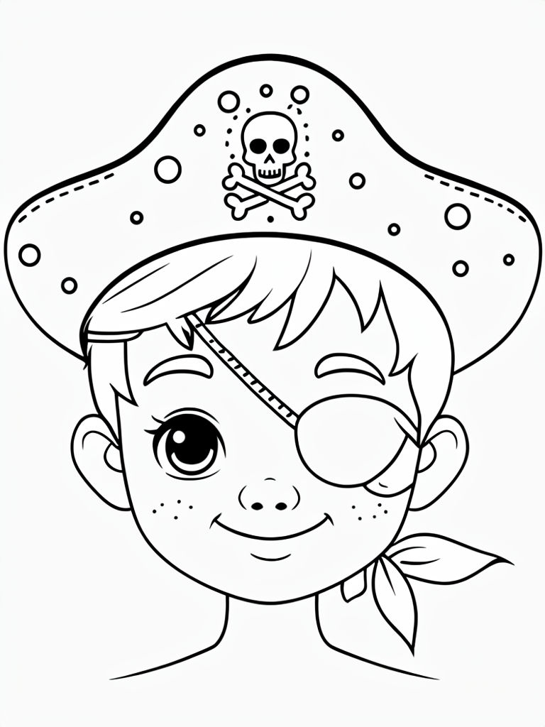 Charming Pirate Boy Line Art Illustration for Coloring Book Pages