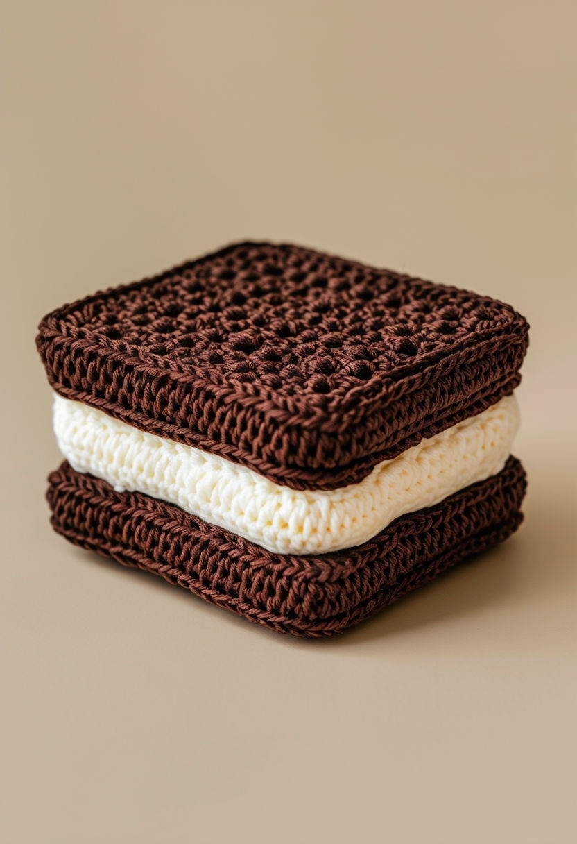 Crocheted Ice Cream Sandwich Art with Cozy Textured Design