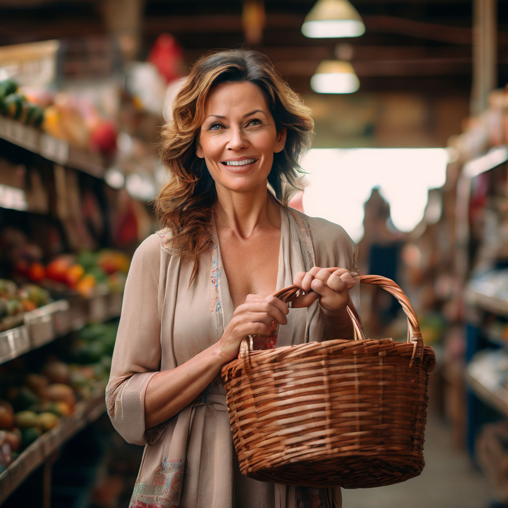 40 year old cougar posing naked in the organic section of the grocery store