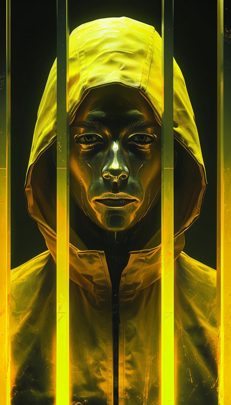 Futuristic Neon Yellow Hooded Jacket Artwork Mobile Wallpaper