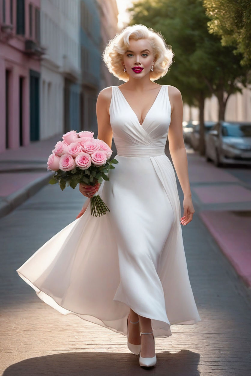 Pinup bride busty cleavage wedding gown