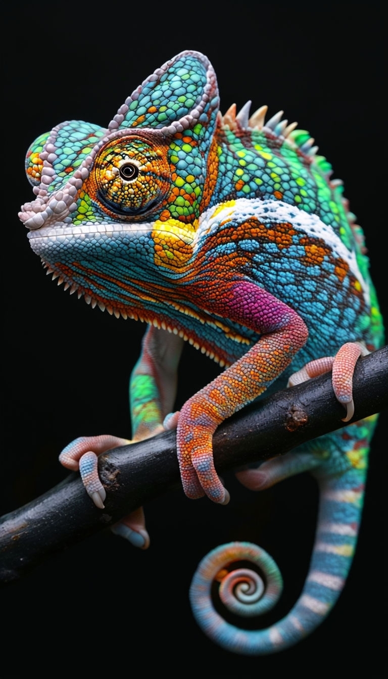 Vibrant Panther Chameleon Close-Up Photo for Mobile Wallpaper