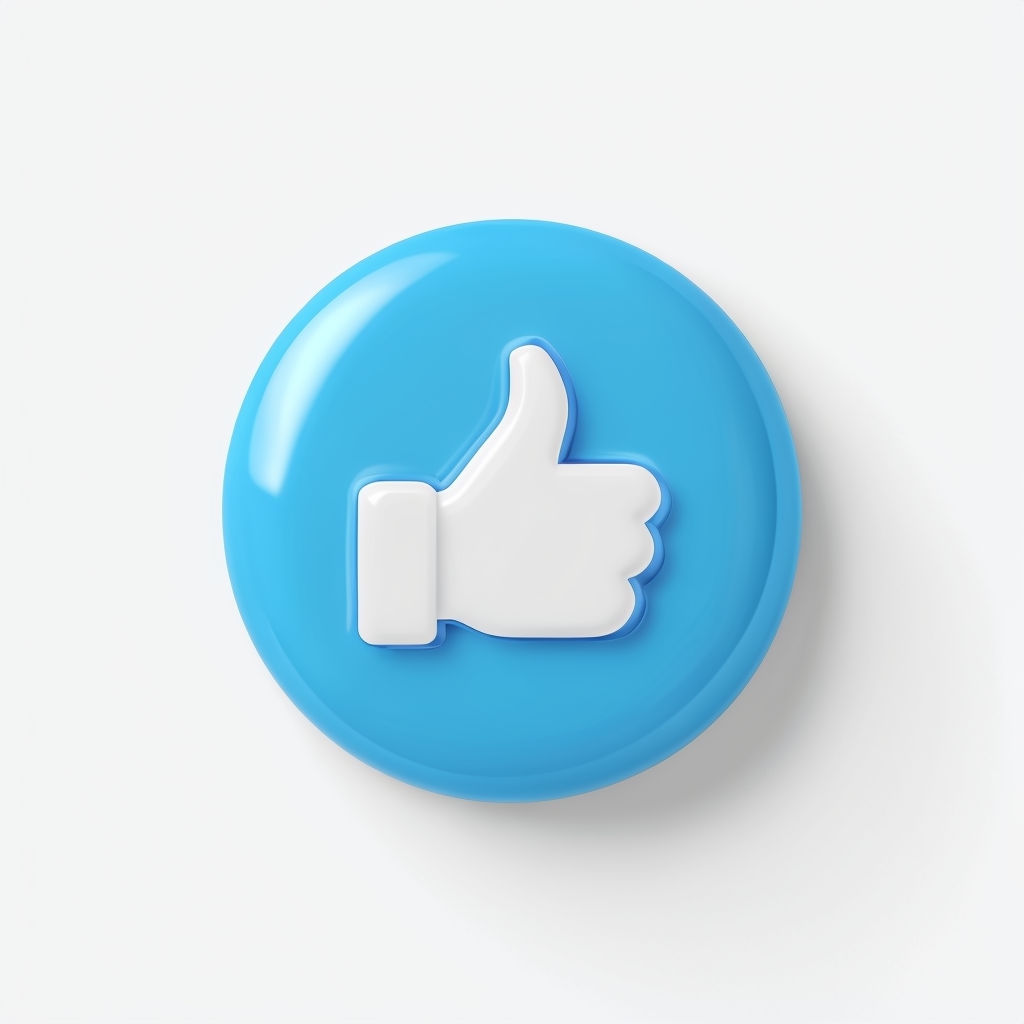 Glossy Sky Blue Thumbs-Up Button Illustration Sticker