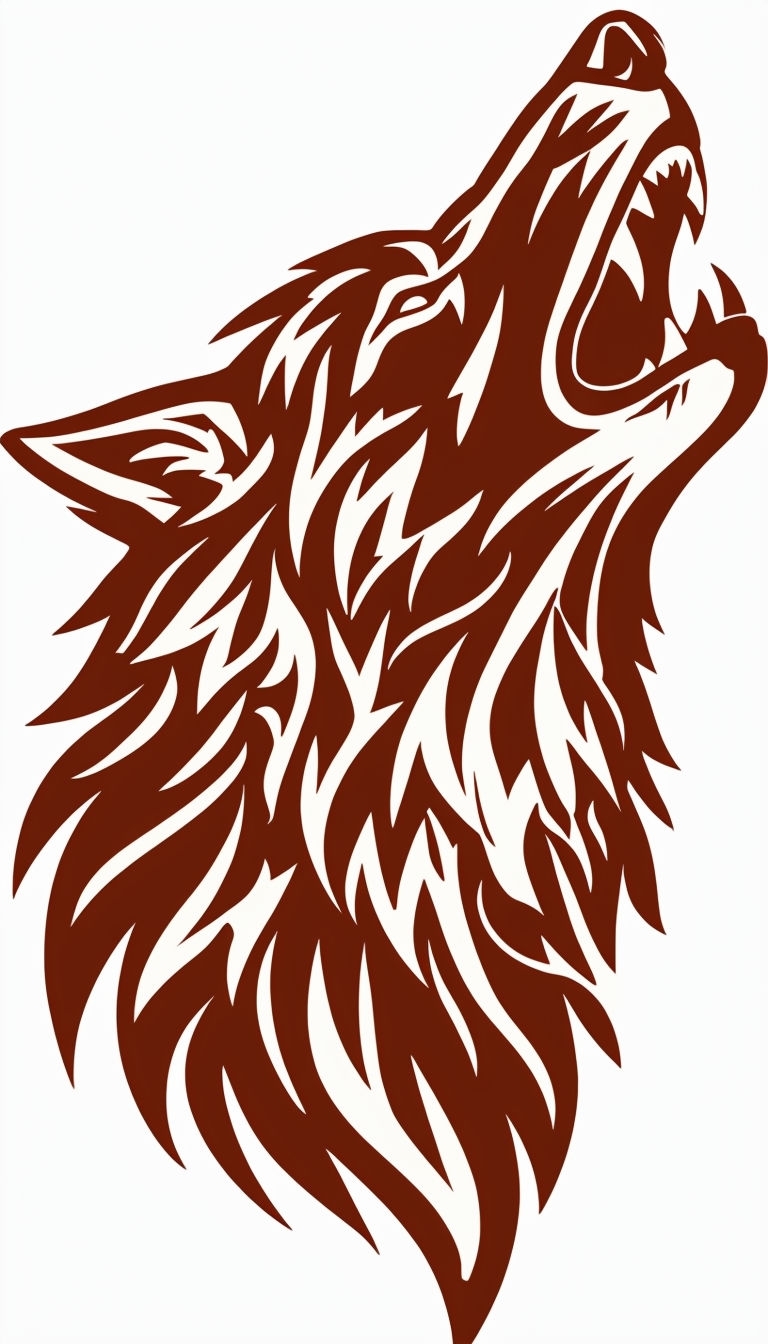 Stylized Howling Wolf Graphic Illustration for Mobile Wallpaper