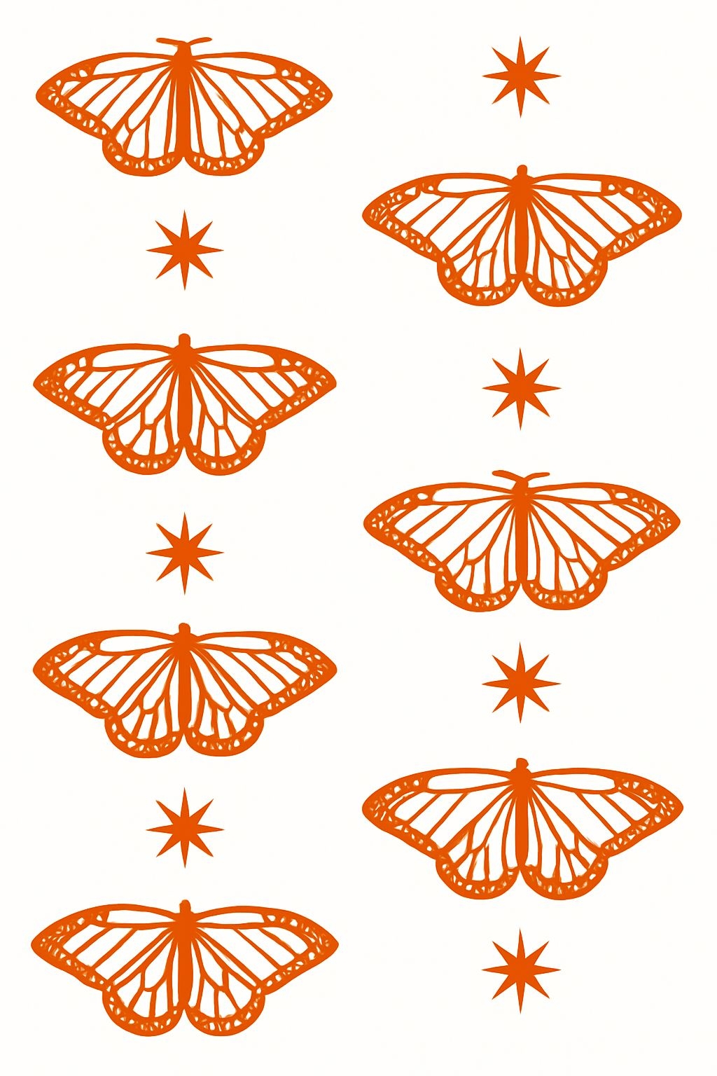Intricate Orange Butterflies and Stars Minimalist Phone Case Cover
