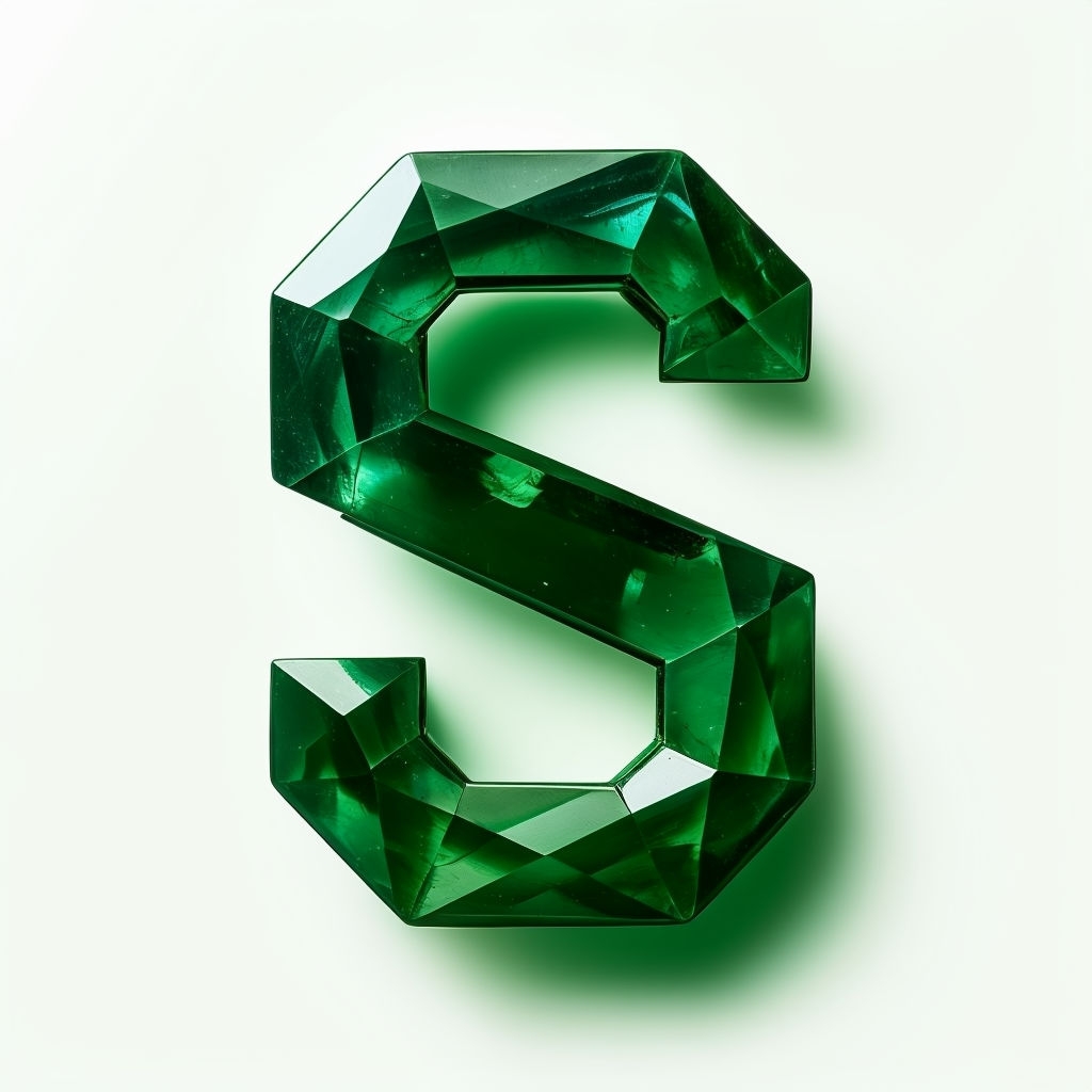 Elegant Dark Green Emerald Monogram Letter S Design Monogram