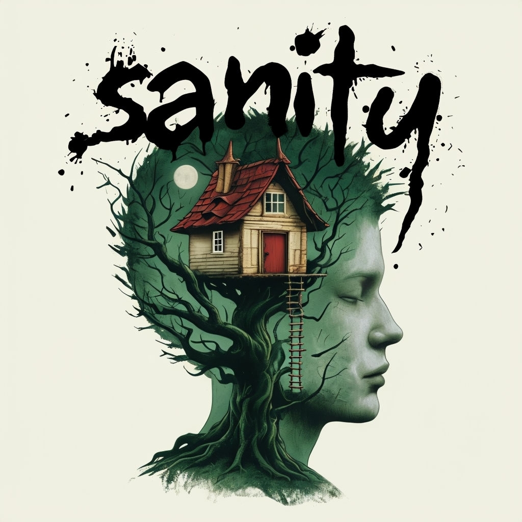 Surreal Forest Green Silhouette with Treehouse Album Cover